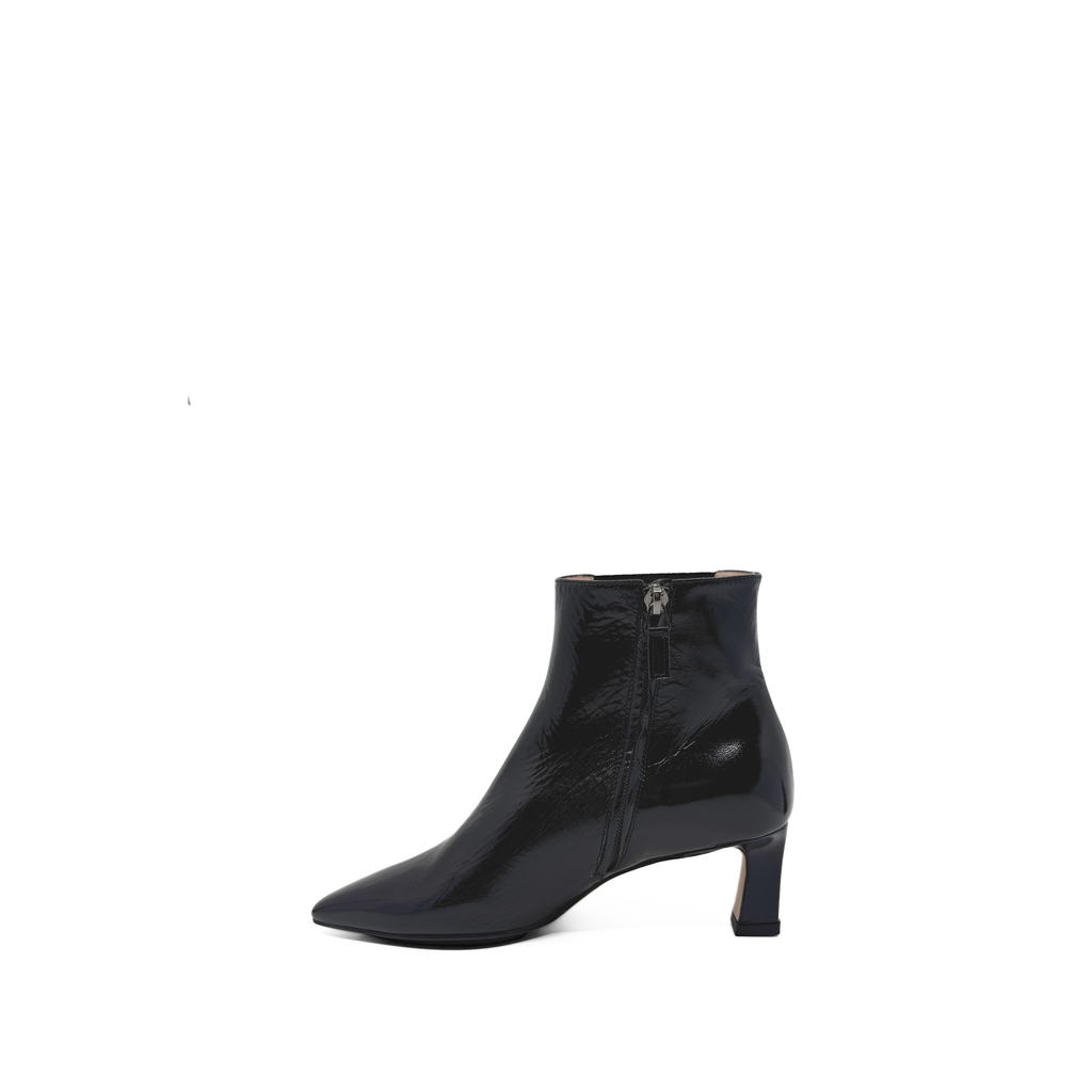 AMELIA 55 BOOTIE | CRINKLE BLACK PATENT