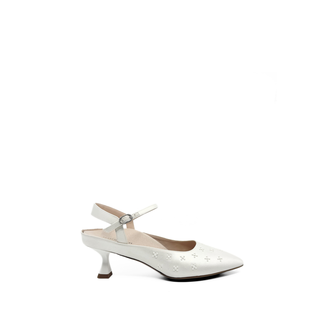 ROSE 55 PUMP | WHITE SATIN / PEARL