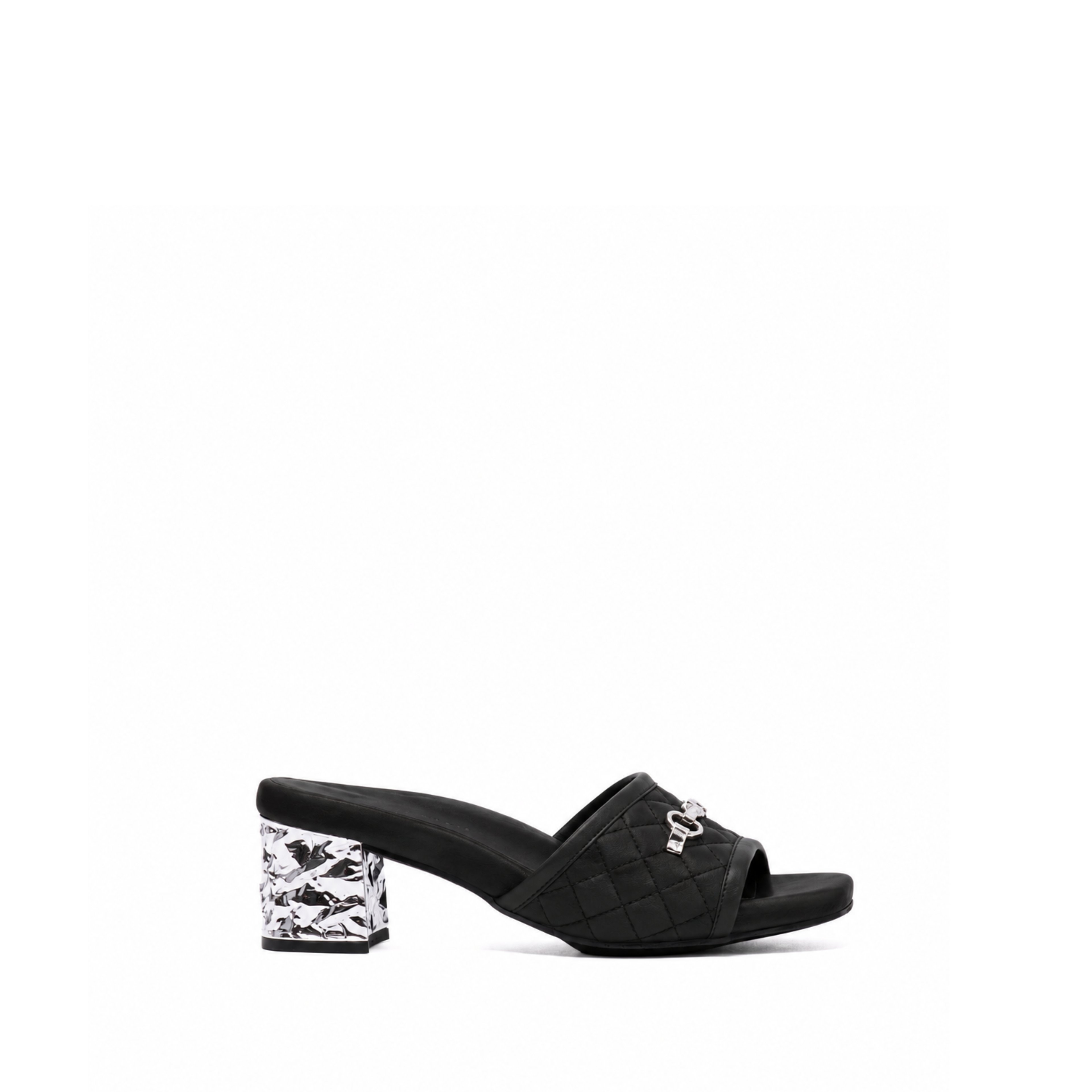 CHLOE 45 SANDAL | BLACK NUBUCK / SILVER