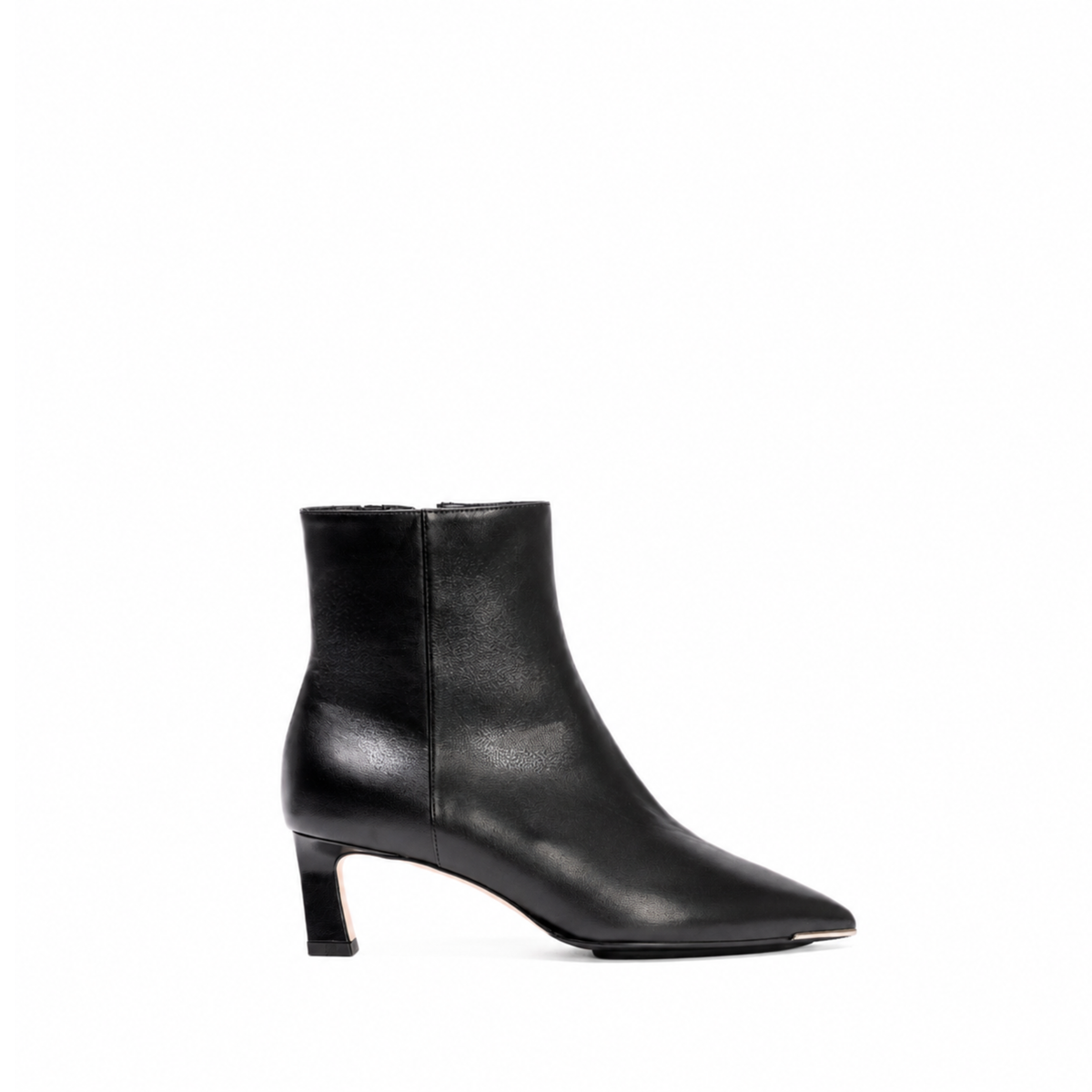 Scarlett Chase ankle zip black napa Aimee 55 bootie with a block heel and gore stretch | Profile on white background