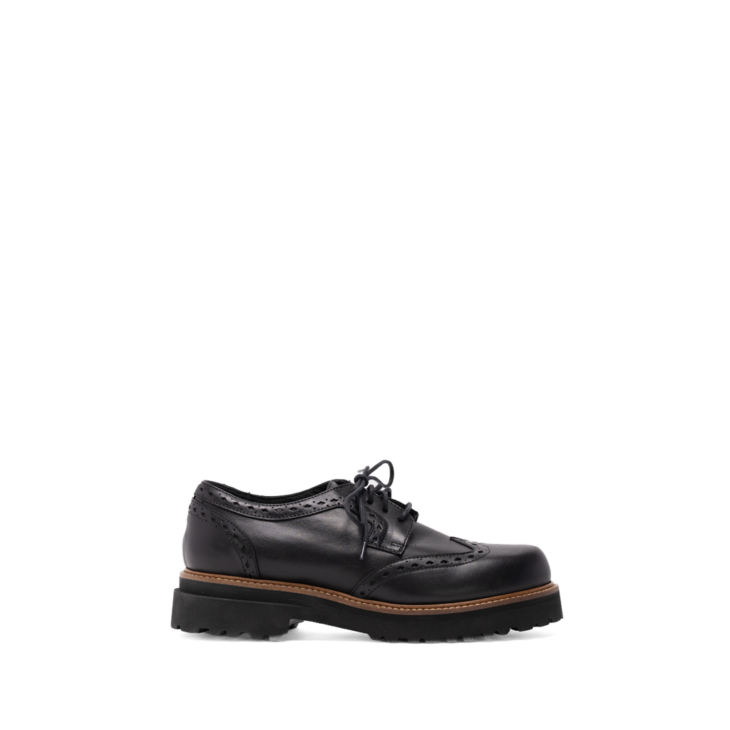 Ainsley Oxford Loafer in Black Leather | Profile on a white background