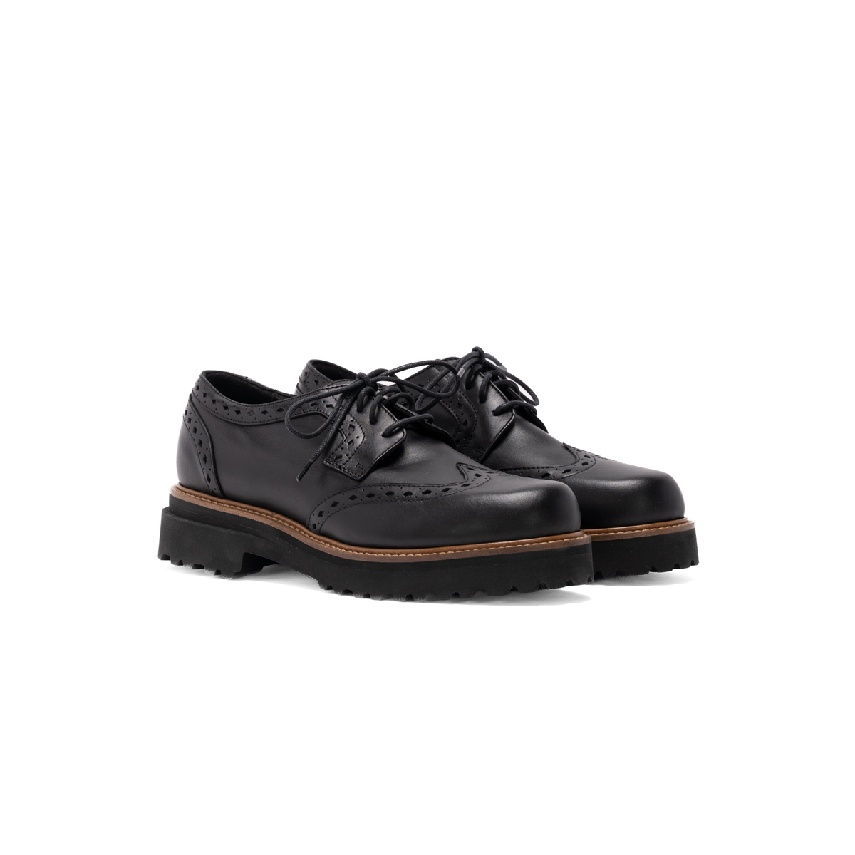 Ainsley Oxford Loafer in Black Leather | Pair 3/4 profile on a white background