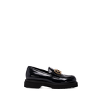 Scarlett Chase Ashton Lug Loafer in Crinkle Navy Patent | Profile on a white background