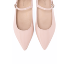 Scarlett Chase Blush Pink Patent Belle Ballet Flat with an adjustable Mary-Jane strap | Overhead view on white background