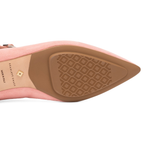 Scarlett Chase Belle Ballet Flat in Pink Suede with an adjustable Mary-Jane strap | Outsole on white background
