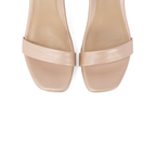 Scarlett Chase dune metallic napa leather Corsica Wedge Sandal with an adjustable back strap and handroped wedge bottom | Toe detail on white background