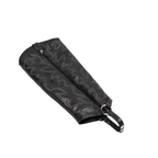 Scarlett Chase black leather interchangeable knee-high gaiter with decorative sticking and clip-on straps| Gaiter laying flat on white background