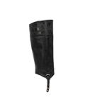 Scarlett Chase black / black leather interchangeable knee-high riding Flynn boot gaiter with classic upper band and clip-on straps | Profile of knee-high gaiter on white background