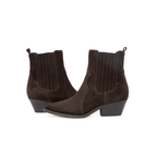 Scarlett Chase Frida Cowboy Boot in Chocolate Suede | Side to side on a white background