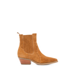 Scarlett Chase Caramel ankle Frida Cowboy Boot with gore stretch | Profile on white background