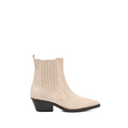 Scarlett Chase Beige ankle Frida Cowboy Boot with gore stretch | Profile on white background