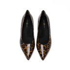 Scarlett Chase Cheetah patent leather Gala 55 Pump with a rounded upper and sculpted heel | Top down view of pair on white background