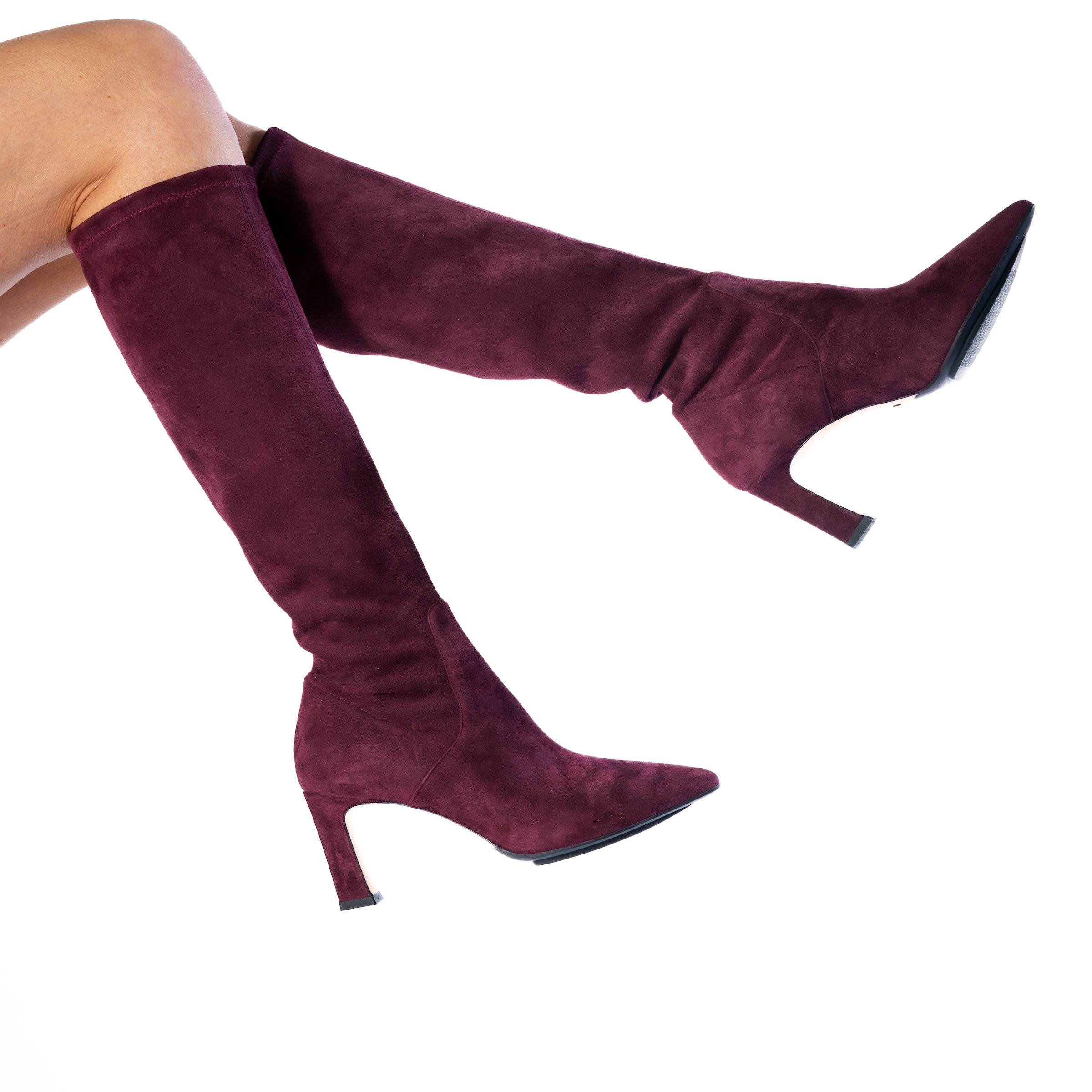 Lola 75 Stretch High Boot / Wine Suede