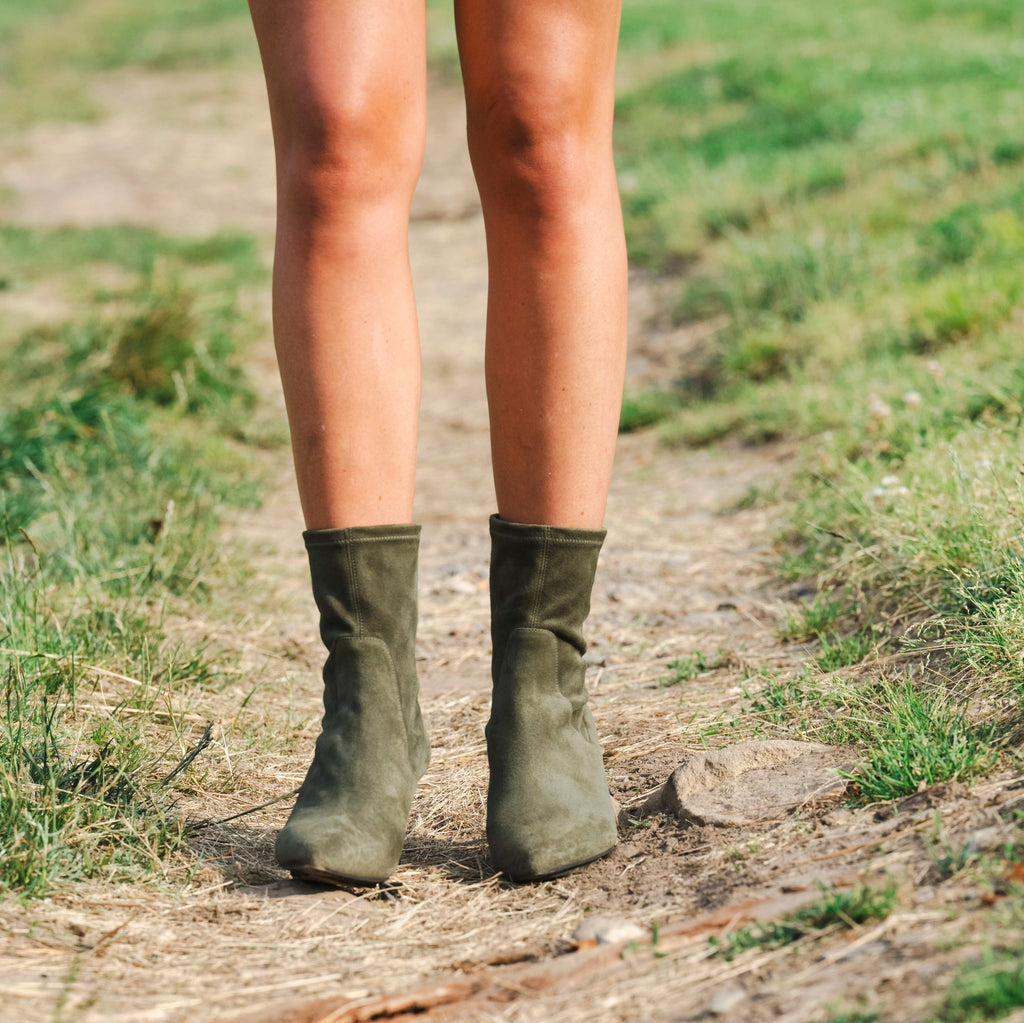 PORTIA 75 BOOTIE | MOSS SUEDE