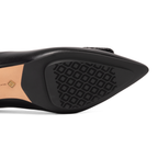 Scarlett Chase Row 75 Slingback Black Napa Leather with a sculpted heel and black croc Napa rectangular accessory | Outsole on white background