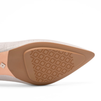 Scarlett Chase Silver metallic Roma 55 Slingback with a stable, sculpted heel and an adjustable backstrap buckle | Outsole view on white background