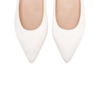 Scarlett Chase White Rory 75 Slingback with a stable, sculpted heel and an adjustable backstrap buckle | Overhead 3/4 view on white background