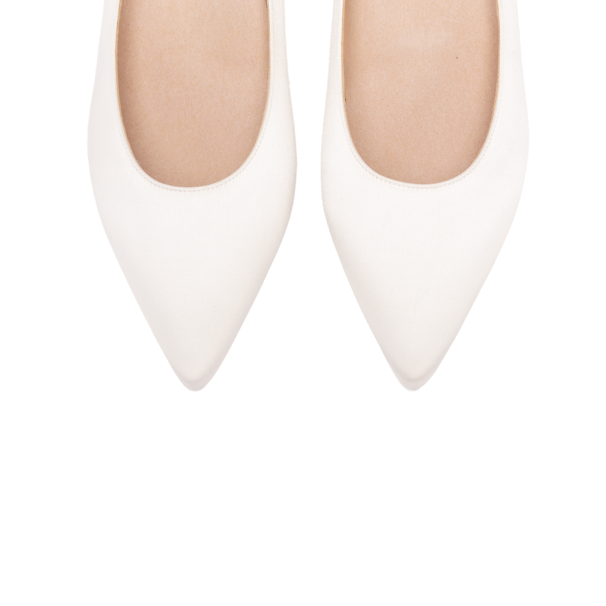 Scarlett Chase White Rory 75 Slingback with a stable, sculpted heel and an adjustable backstrap buckle | Overhead 3/4 view on white background