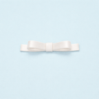 Scarlett Chase white Marais clip-on satin bow shoe accessory | on light blue background