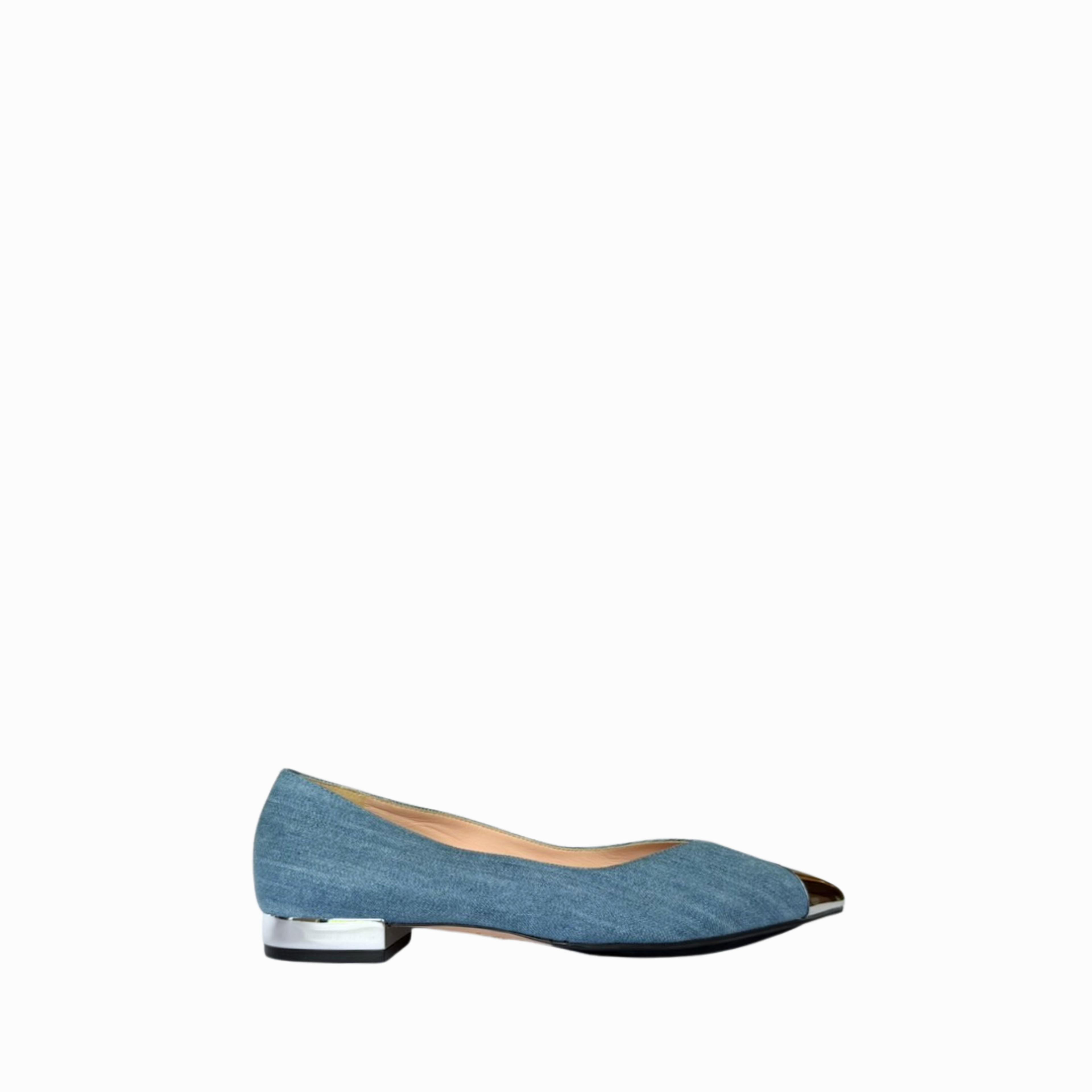 BRIGID BALLET | DENIM / SILVER TOE & HEEL