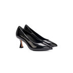 Scarlett Chase Soiree 75 Pump Black Patent with a V-cut upper and sculpted heel | 3/4 profile on white background