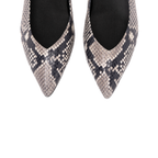 Scarlett Chase Soiree 75 Pump Gray Python with a V-cut upper and sculpted heel | Overhead view on white background