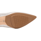 Scarlett Chase Soiree 75 Pump Silver Metallic with a V-cut upper and sculpted heel | Outsole on white background