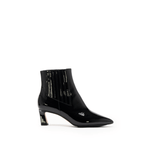 Scarlett Chase ankle zip italian black patent Amelia 55  Bootie with a block heel and gore stretch | Profile on white background