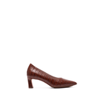 Scarlett Chase Sumatra croc embossed leather Amore 55 Pump with a rounded upper and block heel | Profile on white background
