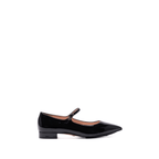 Scarlett Chase Black Patent Belle Ballet Flat with an adjustable Mary-Jane strap | Profile on white background