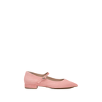 Scarlett Chase Belle Ballet Flat in Pink Suede with an adjustable Mary-Jane strap | Profile on white background