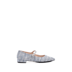 Scarlett Chase Belle Ballet Flat in Blue Boucle with an adjustable Mary-Jane strap | Profile on white background
