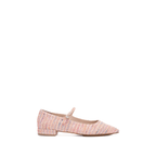 Scarlett Chase Belle Ballet Flat in Red Boucle with an adjustable Mary-Jane strap | Profile on white background