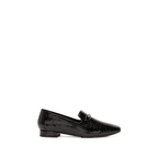 Scarlett Chase black embossed patent leather croc Chase loafer with gunmetal SC accessory | Profile on white background