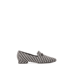 Scarlett Chase houndstooth textile upper Chase loafer with SC matte black accessory | Profile on white background
