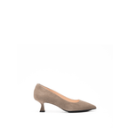 Scarlett Chase portobello suede Gala 55 Pump with a rounded upper and sculpted heel | Profile on white background