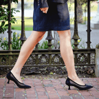 Scarlett Chase Black Grace 55 Mesh Pump with a rounded upper and sculpted heel |  Lifestyle shot