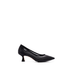 Scarlett Chase Black Grace 55 Mesh Pump with a rounded upper and sculpted heel |  Profile on white background