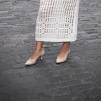Scarlett Chase Taupe Grace 55 Mesh Pump with a rounded upper and sculpted heel |  Lifestyle shot