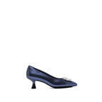 Scarlett Chase Poseidon metallic Grayson 55 Metallic Dress Pump with a rounded upper, sculpted heel, and a rhinestone toe accessory | Profile on white background
