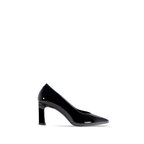Scarlett Chase Scarlett 75 Pump Black Patent with a V-cut upper and block heel | Profile on white background
