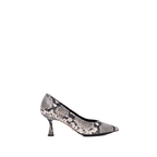 Scarlett Chase Soiree 75 Pump Gray Python with a V-cut upper and sculpted heel | Profile on white background