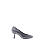 Scarlett Chase Soiree 75 Pump in Black Grey Metallic Snake Printed Napa | Profile on white background
