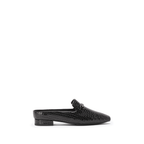 Scarlett Chase Weston Mule in Black Patent Croc and an SC gunmetal accessory | Profile on white background