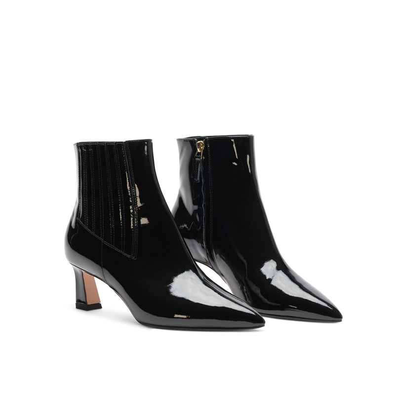 Amelia 55 Zip Bootie / Black Patent Leather
