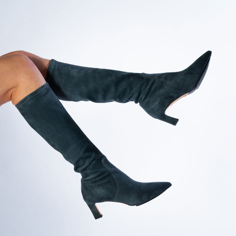 Clara 55 Stretch High Boot / Deep Ocean Suede