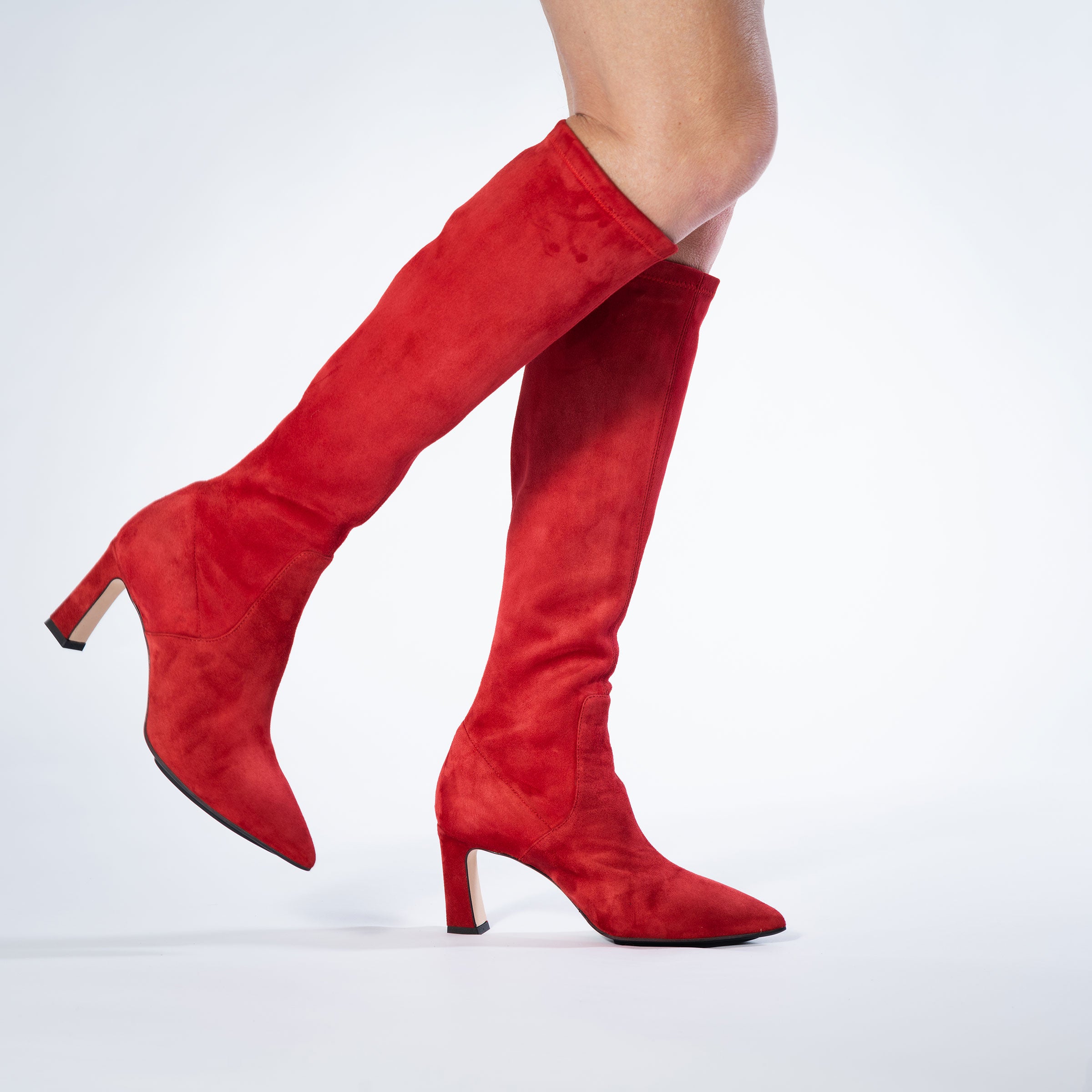 Lola 75 Stretch High Boot / Red Suede