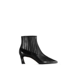 Scarlett Chase ankle zip italian black napa and calf leather Amelia 55  Bootie with a block heel and gore stretch | Profile on white background