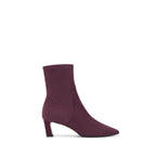 Scarlett Chase ankle stretch wine suede Maya 55 bootie with a block heel  | Profile on white background