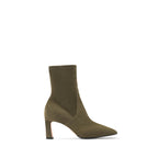Scarlett Chase ankle stretch moss suede Portia 75 bootie with a block heel | Profile on white background